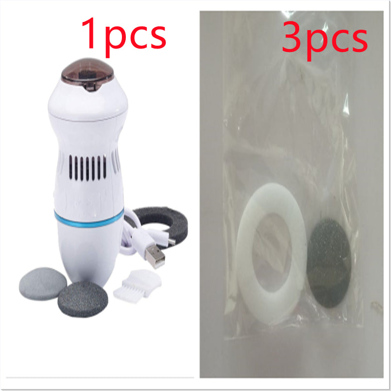 Multifunctional Electric Foot File Grinder Machine with 1 replacement pads and 3 additional pads for callus removal and foot care.