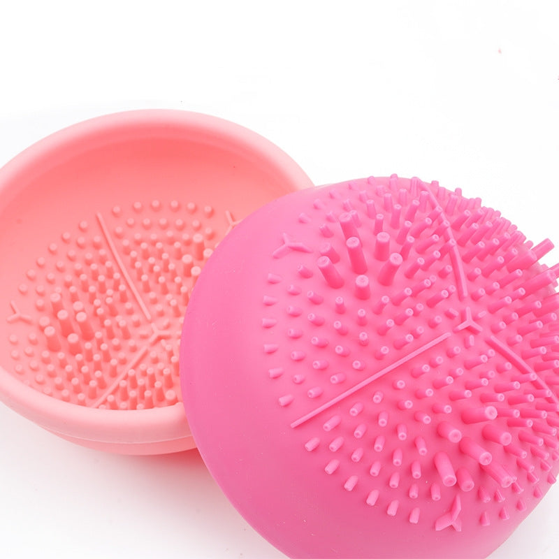 Electric Makeup Brush Cleaner Machine silicone brush cleaning pad in pink color with textured surface for effective cleaning.