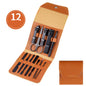 Professional Scissors Nail Clippers set with 12 high-quality stainless steel tools in a stylish brown case.