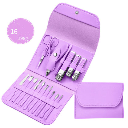 Professional Scissors Nail Clippers set including scissors, nail clippers, and grooming tools in a stylish purple case.