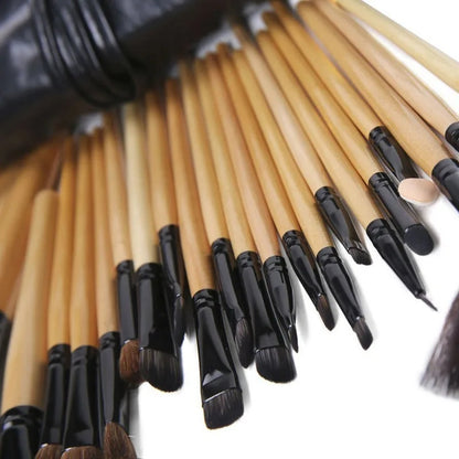 Gift Bag Of 24 Pcs Makeup Brush Sets with a variety of professional cosmetics brushes arranged neatly.