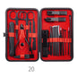 Professional Scissors Nail Clippers set in a black case with various nail care tools on a red background.