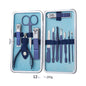 Professional Scissors Nail Clippers set including various nail care tools in a stylish case.